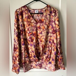 CAbi #4718 Twinkle Tuck Top Abstract Draped Blouse Boho Chic Size Medium
